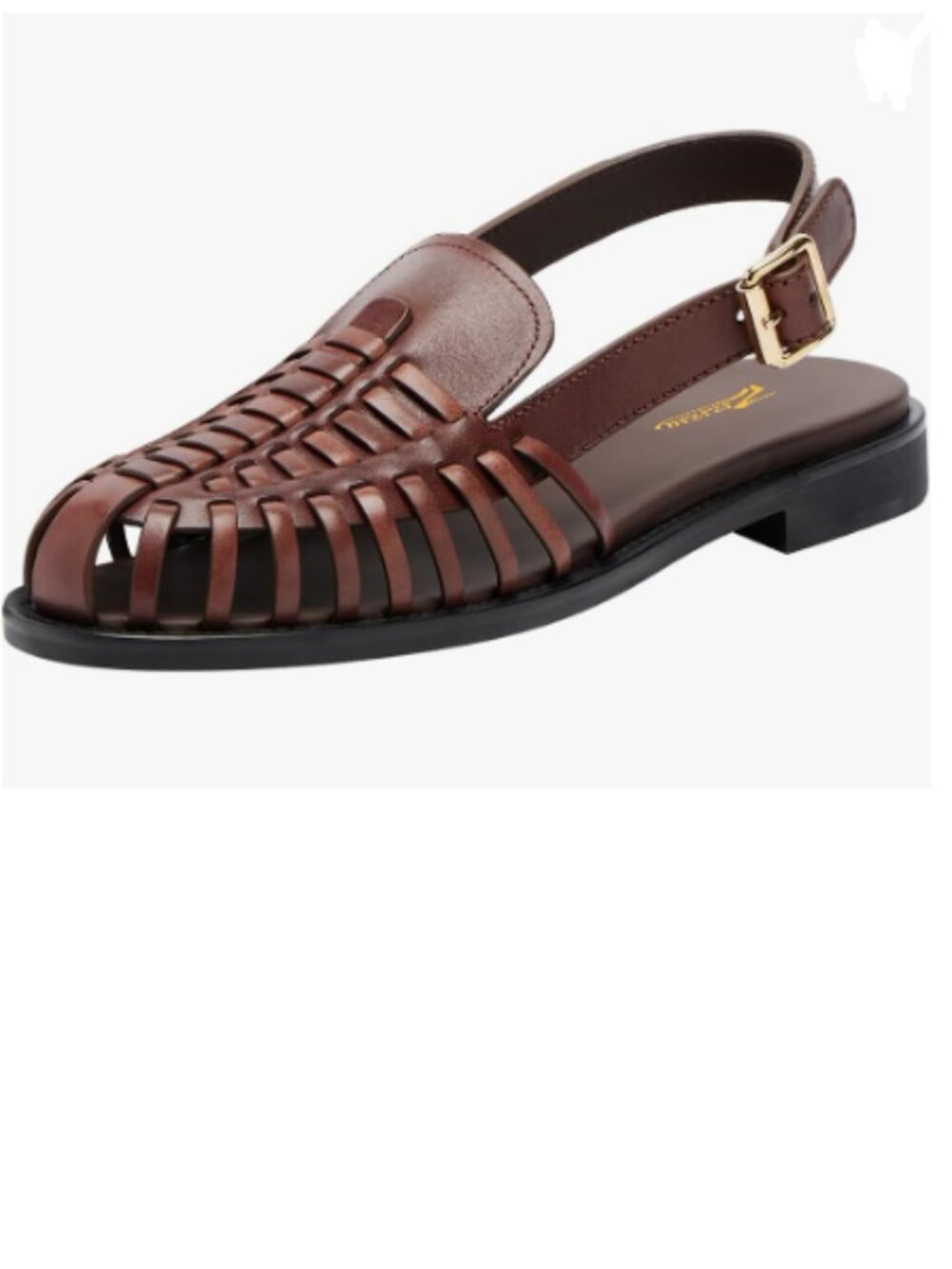 Zszszsu Brown Vintage Roman Woven Closed Toe Slingback Adjustable Buckle Sandals
